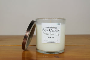 White Tea and Fig All Natural Soy Candle Vermont Simple Beauty